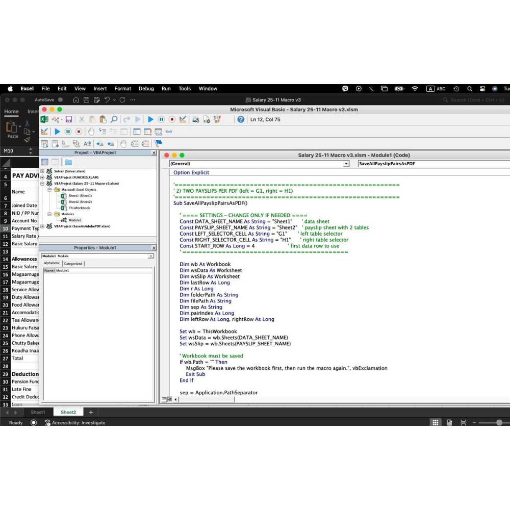 Two payslips per page